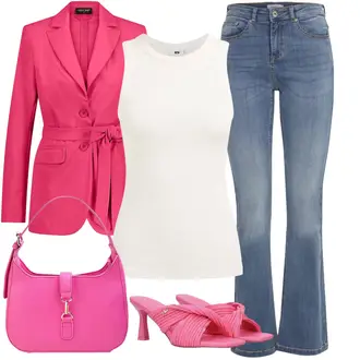 Lang Outfit met roze Elegante Blazer/Casual Blazer/Katoenen Blazer/Lange Blazer/Sweatblazer/Leren Herenjas/Lederen jas/Leren Jas/Blazerjas/Korte Blazer/Blouse Blazer/Boyfriend Blazer lady day "Zomerse avond outfit"