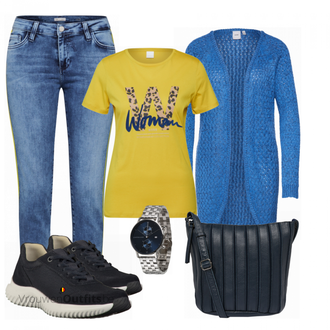Outfit met blauw Sneaker Gabor "Boss"