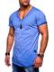 Rello & Reese Herren T-Shirt Kurzarm Basic Oversize V-Neck MT-7102 [Blau, M]