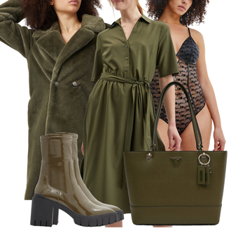 Outfity na zimu s Tmavě zelená Saténové šaty/Šaty na safari/Halenkové Šaty/Zavinovací Šaty/Šaty s Páskem/Šaty s Kapsou/Košilové šaty orsay "Zimní look"