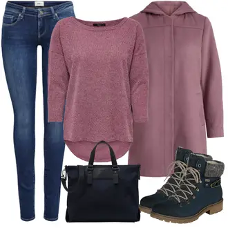 Outfit mit Dunkelrot/Rosa/Lila/Bordeaux 3/4 Bluse/Klassische Tunika/Elegante Tunika/ausgefallene tunika/Festliche Tunika/Lederjacke/Tuniken-Shirt/Bluse Große Größe/Tunika Only "Perfekt für den Winter"