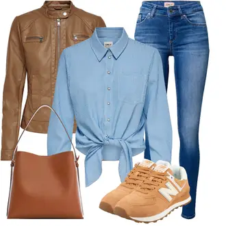 Mit Schleife Outfit mit Hellblau/Blau Bluse und Tunika/Bluse Große Größe/Casual Hemd/Jeanshemd/Hemdbluse Only "Stylische Kombination für die Freizeit"