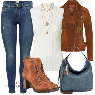 Outfit mit Rot Lederjacke Freaky Nation "Modischer Look für den Herbst"