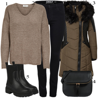 Black Outfits Z zadrgo na hrbtu mit Črna Jeans Pajkice/Jeggings/Skinny Hlače/Treggings Only "Zimski outfit"