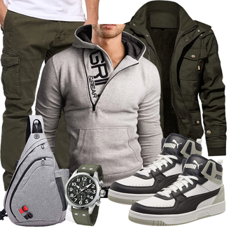 Winter Outfits Büro mit Grau FANDARE "Street Style Outfit"Look: Stil, Oversize, Rad, Büro, Business, Empire, Outdoor, Goa
