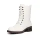DREAM PAIRS Damenstiefel Mid-Calf Schnürstiefel Kampfstiefel Herbst Winter Schuhe damen Bequemer Reißverschluss women fashion combat boots DMB214-E WEIß 38(EUR)