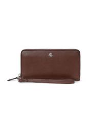 Usnjena denarnica Lauren Ralph Lauren enska, rjava barva, 432915357