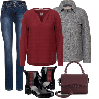 Winter Outfits mit Rot Bluse & Tunika Bluse CECIL "Winterlicher Look"