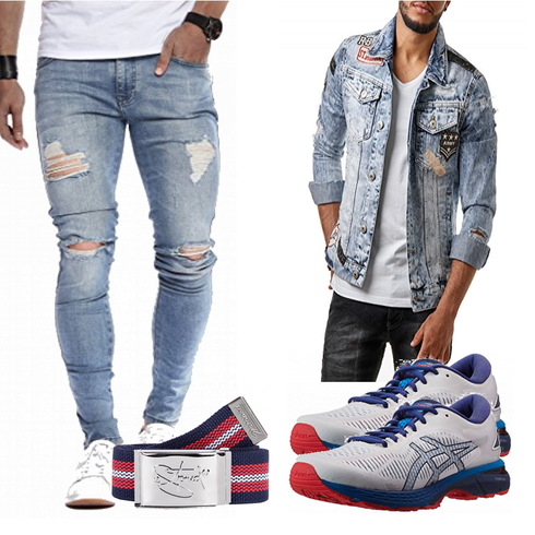 Grau Schuh Asics kombinieren