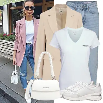 Vintage Outfit met Lichtblauw/blauw Wide Leg jean/Vintage jeans/Мужская Кожаная Куртка/Sweat Jeans/Slip-on jeans/Formeel Overhemd/Mom jean/Losse Jeans/Culotte Jeans/Dad Jeans/Korte Jeans/Baggy Jeans VERO MODA "Modieuze lente outfit"Look: Klassiek, Feestelijk, Mom, Stijl, Comfortabele, Jaren 50, Jaren 60, 70s, Casual, Prachtige, Traditional, Unisex, Vintage