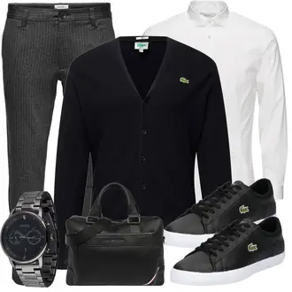 Outfit mit Weiß/Creme Bluse Große Größe/Business Hemd/Businesshemd/Bügelfreies Hemd/Hemdbluse Jack & Jones "Alltags Outfit"