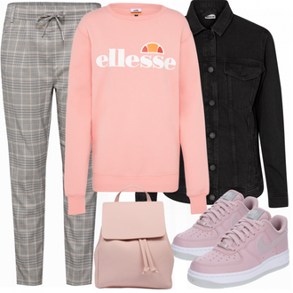 Outfit mit Rosa/Beige/Blau Große Größe Ellesse "Freizeit sneaker outfit"