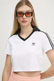 Kratka majica V-NECK POLO enska, bela barva, JD2608