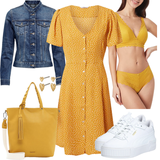 Mollige Outfit mit Gelb Kleid Große Größe/Kleid mit Gürtel/Lässiges Kleid/Cord Kleid/Jerseykleid/Kleid Standesamt-gast/Sommerkleid/Wickelkleid Only "Sommer Bekleidung"
