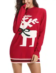 iClosam Damen Pullover Weihnachten Sweater Rentier Weihnachtspullover Mit Rundhalsausschnitt Lässiger Sweatshirt Neujahrsgeschenk