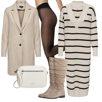 Outfit met Lange Jurk/Fit & Flare Jurk/Lange jurk/Casual Jurk/Midi kleedje/Maxi jurk/Gebreide Jurk Only "Herfstkleding"