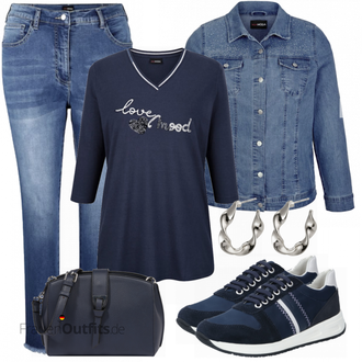 Outfit mit Schwarz Sneaker Geox "Mode für Mollige"