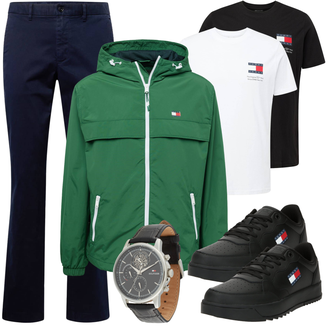 Outfit mit Dunkelblau/Hellblau Hose Große Größe/Bootcut Pant/Anzughose/Hose mit Schlitz/Business Hose/Slim Hose/Ausgestellte Hose/Gerade Hose/Twill Hose Tommy Hilfiger "Casual Outfit"