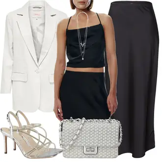 Satin Outfit mit Schwarz/Grau MaxiRock/Wadenlanger Rock/Christlicher Rock/Festlicher Maxi Rock/Langer Rock/HosenRock/Standesamt Rock/Vintage MaxiRock/WickelRock Edited "Mega schöne Frühlings Outfits"