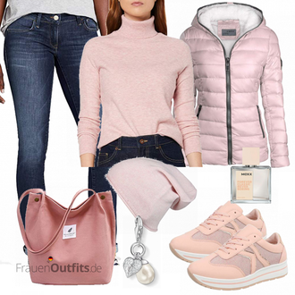 Warme Outfit mit Rosa Hut Winter Mütze/Kopfbedeckung/Mütze Cashmere Dreams "Mavi jeans"