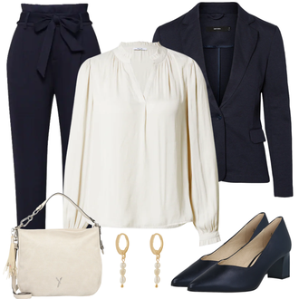 Outfit mit DunkelBlau/HellBlau/Blau Lederjacke/Blazerjacke/Blusenblazer/Boyfriend Blazer/Lässiger Blazer/Baumwoll ­Blazer/Eleganter Blazer/Strick­blazer/Kurzblazer/Sweatblazer/Lederjacke für Männer/Lederjacke VERO MODA "Perfekt für die Arbeit"