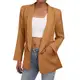 Odizli Blazer Damen Elegant Sportlich Jackett Lang Blaser Jacke Sweatblazer Sommer Leicht Jersey Oversize Longblazer mit Tasche Langarm Casual Cardigan Business Anzug Braun M