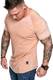 Amaci&Sons Oversize Herren Vintage Verwaschen Biker-Style T-Shirt Crew Neck Rundhals Basic Shirt 6087 Orange L