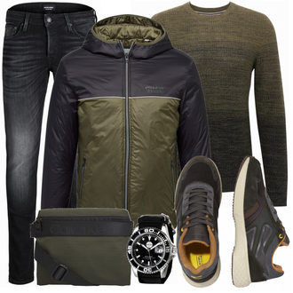 Outfit mit Grau Sneaker/Leder Sneaker Camel Active "Cooles Winter Outfit"