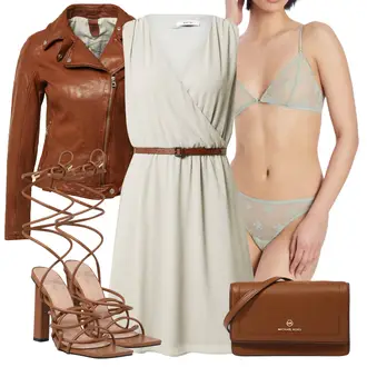 High Heels Outfit mit Braun/Weiß/Gold/Gelb Sandalette/Sandalen Mit Blockabsatz/High Heel/Sandalen Mit Absatz/Schaftsandale/Spangenpump/Riemchen Sandale Nasty Gal "Elegante Frühlings Outfits"