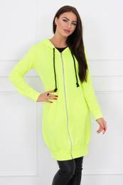 Dress with hood and hood yellow neon color