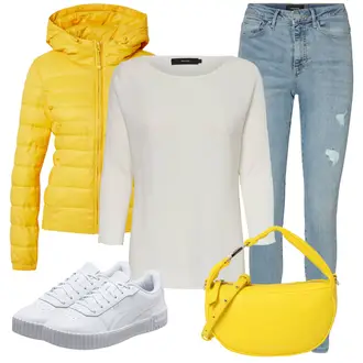 Kombinacije za zabavu 60-ih sa Krem/Bijela/Kaki Majica i top/Bluza Veći Broj/Tunika/Majica I Top Veći Broj VERO MODA "Zimski outfit"Look: Ured, 60-ih, klasický, Običan, Traditional, Old Money