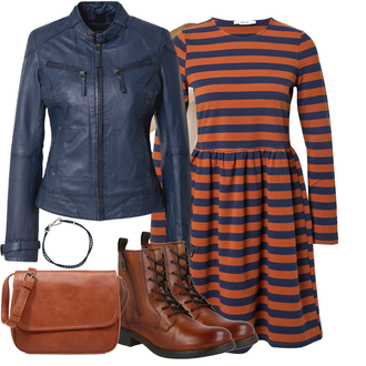 Outfit mit Orange/Rot/Braun Cord Kleid/Baumwollkleid/Herbstkleid/Jerseykleid/Strickkleid/Langärmliges Kleid/Langärmliges Winterkleid About You "Stylisches Outfit für den Frühling"