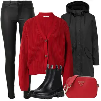 Wasserdicht Outfit mit Schwarz/Dunkelgrau/Grau Regenjacke/Funktionsjacke/Parka-übergangsjacke/Wachsjacke/Winter Parka/Goretex Mantel/Kapuzenmantel/Parka/Regenmantel/Regenmantel & Funktionsmantel/Dreiviertellanger Mantel Only "Perfekt für den Winter"