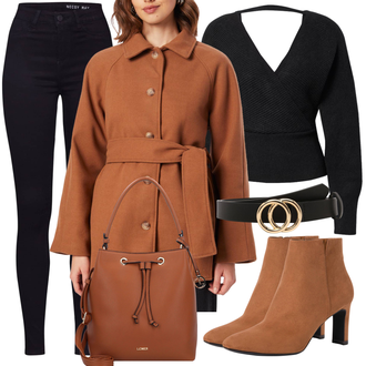 Outfit mit Schwarz/Dunkelblau Lederjacke/Cord Legging/Jeans Leggings/High Waist Legging/Jeggings/Strick Legging/Gefütterte Leggings/Geformte Legging/Lederjacke/Treggings/Warme Leggings/Biker Jeans/High Waist Jeans/Push up Jeans/Cuir Chaussures/Thermojeans/Winterjacke Noisy may "Perfekt für die Arbeit"