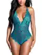 BESDEL Frauen Sexy Nachtwäsche für Frauen Teddy Dessous Einteiler Babydoll Mini Body Pfauen Blau M