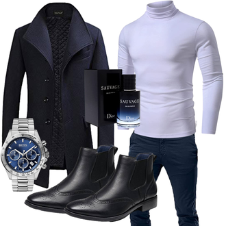 Latex Outfit mit Schwarz Bruno Marc "Business Outfit"