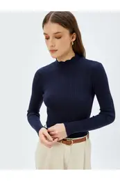 Knitted Sweater Slim Fit Lightweight Stand Collar Long Sleeve