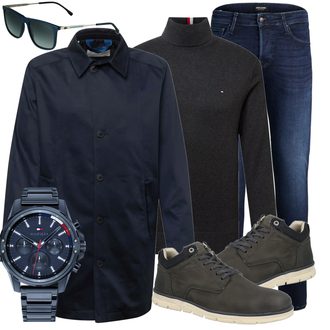 Outfit mit Schwarz Stiefel Jack & Jones "Alltags Outfit"