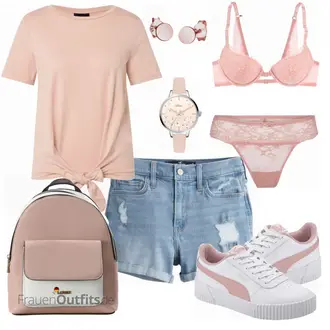 Festival Outfit Coachella mit Hellblau Jeans Short Hollister "Schöner Sommer Look"Look: Wasen, Coachella, Malle