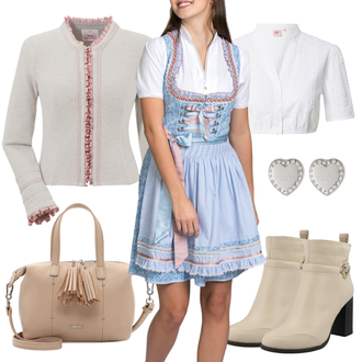 Outfit mit Beige/Weiß/Braun/Khaki Stiefel Lederjacke/Winter Stiefelette/Gefütterte Stiefelette/Leder Stiefelette/High Heels Stiefelette/SommerStiefelette river island "Modisches Oktoberfest Outfit"