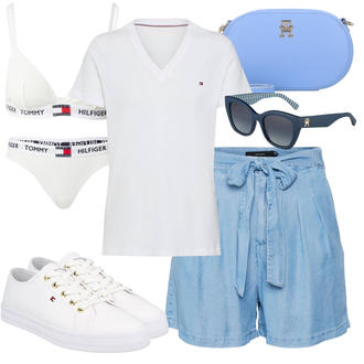 Lyocell Outfit sa Svjetloplava/Plava Kratke hlače velike veličine VERO MODA "savršen za ljeto"