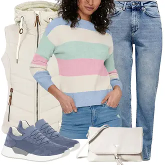 Schlichte Outfit mit Hellblau/Blau Straight Leg Jean/Formelles Hemd/Winterjacke/Jeans mit Schlitz/Vintage Jeans/Dad Jeans/Girlfriend Jeans/Tapered-Jeans/Boyfriend Jean/High Waist Jeans Only "Freizeit Bekleidung"Look: Vintage, Classic, Schlichte, Casual, 50er Jahre, Retro, Elegant, Trendige, Premium