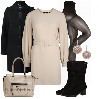 Outfit mit Grau Kleid Vero Moda Petite "Elegantes Winter Outfit"
