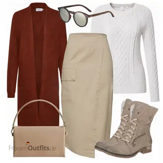 Outfit mit Beige/Khaki Cargo Rock Edited "Modischer Look für den Herbst"