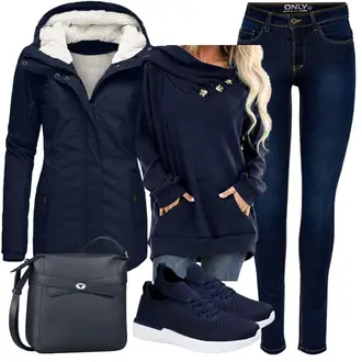 Sport Outfits 70er mit Dunkelblau/Blau Wickel Pullover/Pullover mit Stehkragen/Winterpullover/Thermo Pullover/Pullover mit Reißverschluss/2-in-1 Pullover Meggsnle "Schickes Herbst Outfit"Look: Sexy, Uni, Moderne, Classic, 70er, Oversize, Elegant, Casual, Outdoor, Workwear, Maritim, Sportlich, Hip Hop