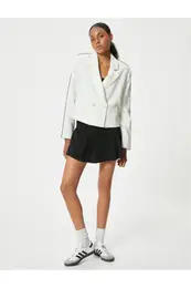 Blazer Jacket Piping Double Breasted Collar Buttoned Viscose Fabric