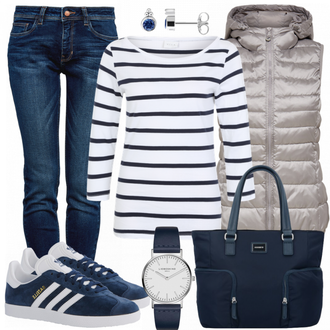 Gazelle Outfit mit Grau Sneaker Adidas Originals "Streifenhoernchen"