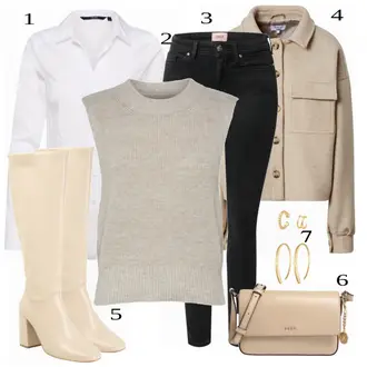 Outfit sa Bež Traper Jakna Leger by Lena Gercke "Savršeno za zimu"