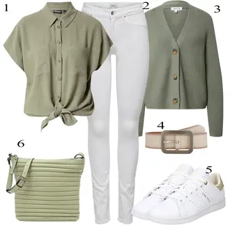 Outfit s Tmavě Zelená/Zelená/Khaki/Světle Zelená Halenka a Tunika/Halenka Móda Pro Plnoštíhlou Pieces "Stylový look na jaro"
