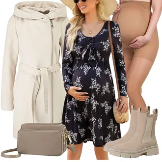 Hochzeitsgast Outfits Schwangerschafts mit Gelb Merry Style, Weiß A-Linien Kleid/Gesmoktes Kleid/Langärmliges Winterkleid/Geblümte Kleid/Boho Kleid Elegant/Nicki Kleid/Herbstkleid/Bedrucktes Kleid Clearlove "Schwangerschafts Outfit für Damen"